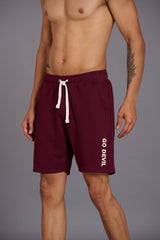 Go Devil Printed Burgundy Shorts for Men - Go Devil