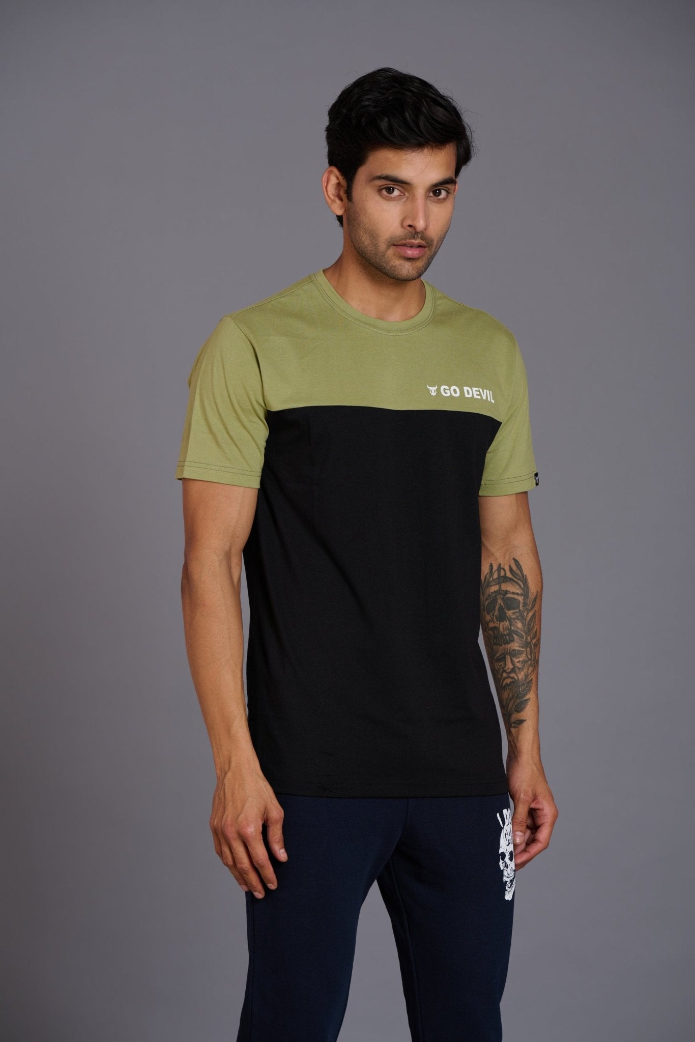 Go Devil Printed Green & Black T-Shirt for Men - Go Devil