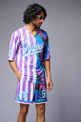 Go Devil Printed Stripe Pink & Blue Co-ord Set for Men - Go Devil