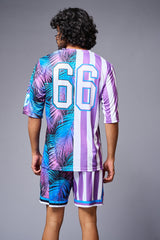 Go Devil Printed Stripe Pink & Blue Co-ord Set for Men - Go Devil