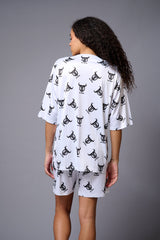 Go Devil with Logo (in Black) Printed White Co-ord Set for Women - Go Devil