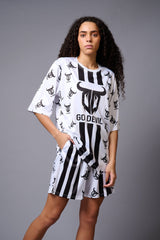 Go Devil with Logo (in Black) Printed White Co-ord Set for Women - Go Devil
