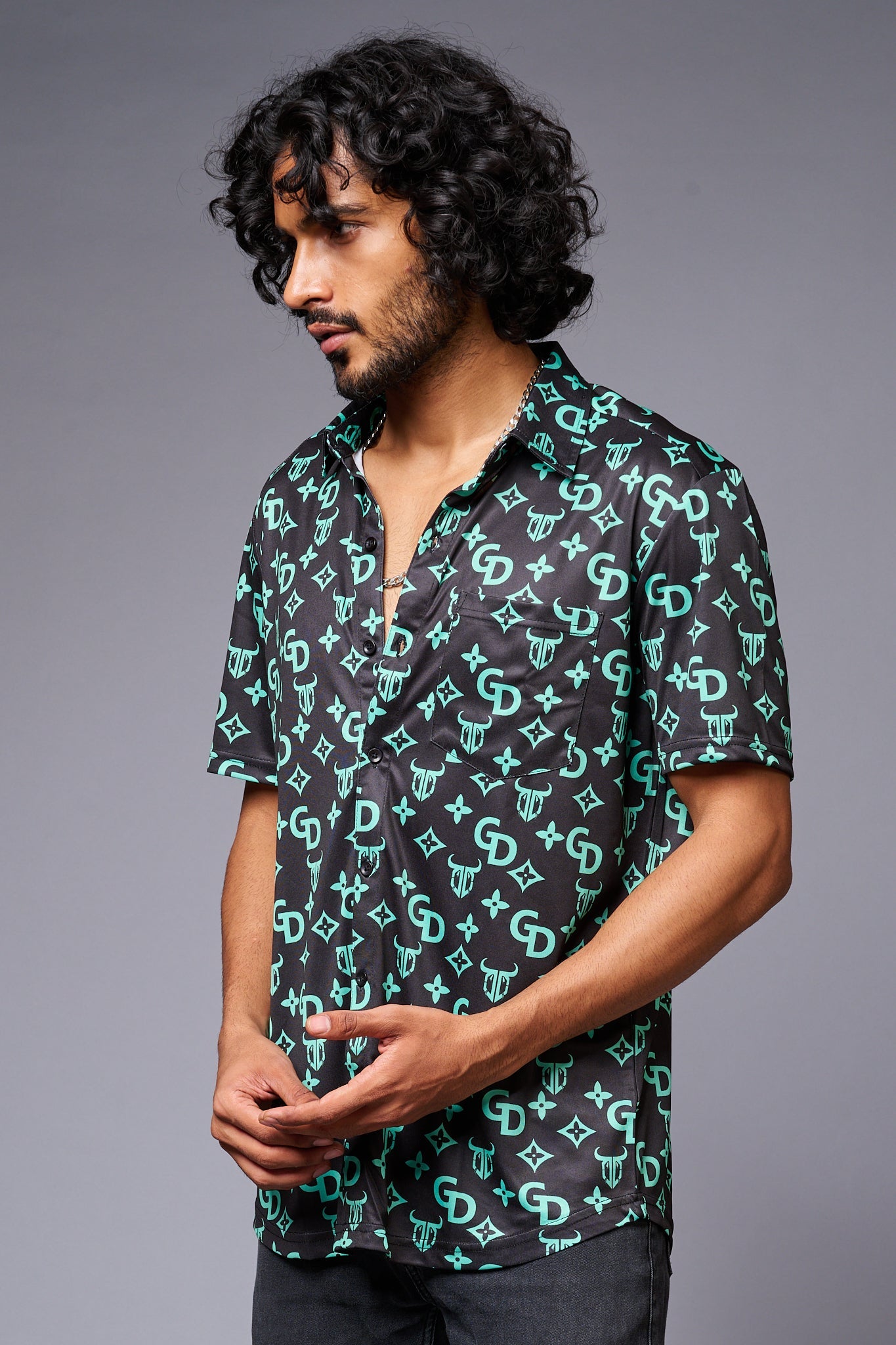 Go Devil with Logo (in Green) Printed Black Shirt for Men - Go Devil