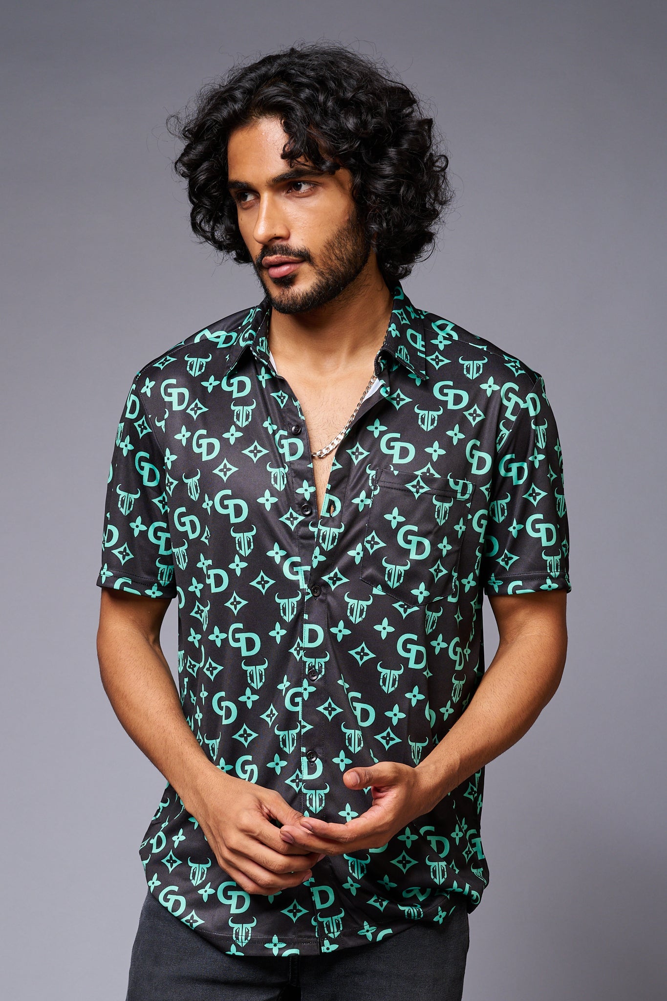 Go Devil with Logo (in Green) Printed Black Shirt for Men - Go Devil