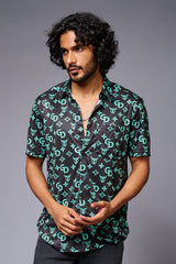 Go Devil with Logo (in Green) Printed Black Shirt for Men - Go Devil