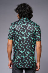 Go Devil with Logo (in Green) Printed Black Shirt for Men - Go Devil