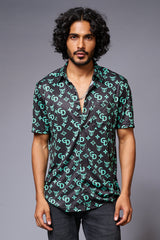 Go Devil with Logo (in Green) Printed Black Shirt for Men - Go Devil