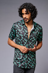 Go Devil with Logo (in Green) Printed Black Shirt for Men - Go Devil