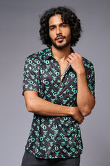 Go Devil with Logo (in Green) Printed Black Shirt for Men - Go Devil
