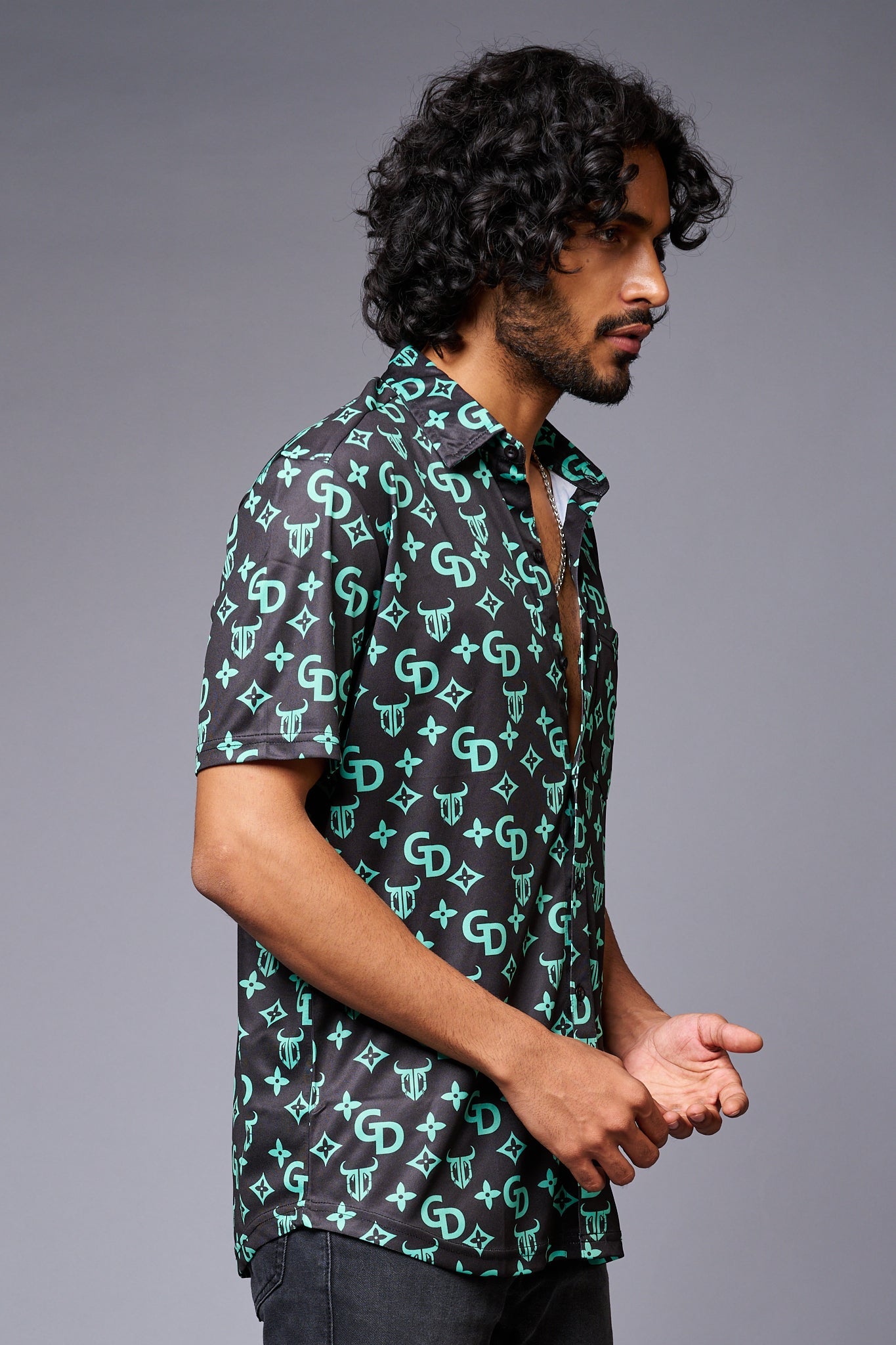 Go Devil with Logo (in Green) Printed Black Shirt for Men - Go Devil