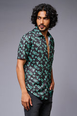 Go Devil with Logo (in Green) Printed Black Shirt for Men - Go Devil