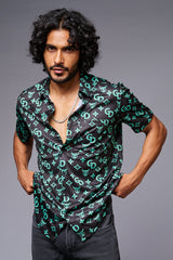 Go Devil with Logo (in Green) Printed Black Shirt for Men - Go Devil