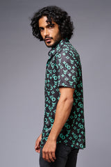 Go Devil with Logo (in Green) Printed Black Shirt for Men - Go Devil
