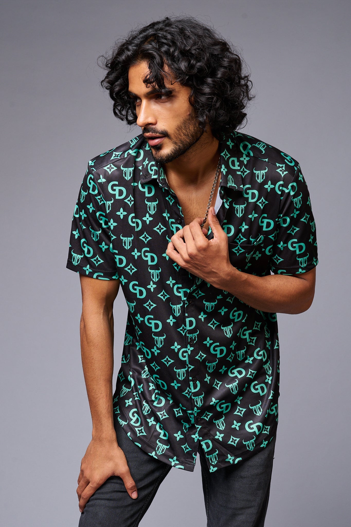 Go Devil with Logo (in Green) Printed Black Shirt for Men - Go Devil