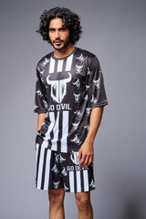 Go Devil With Logo Printed Black Co-ord Set for Men - Go Devil