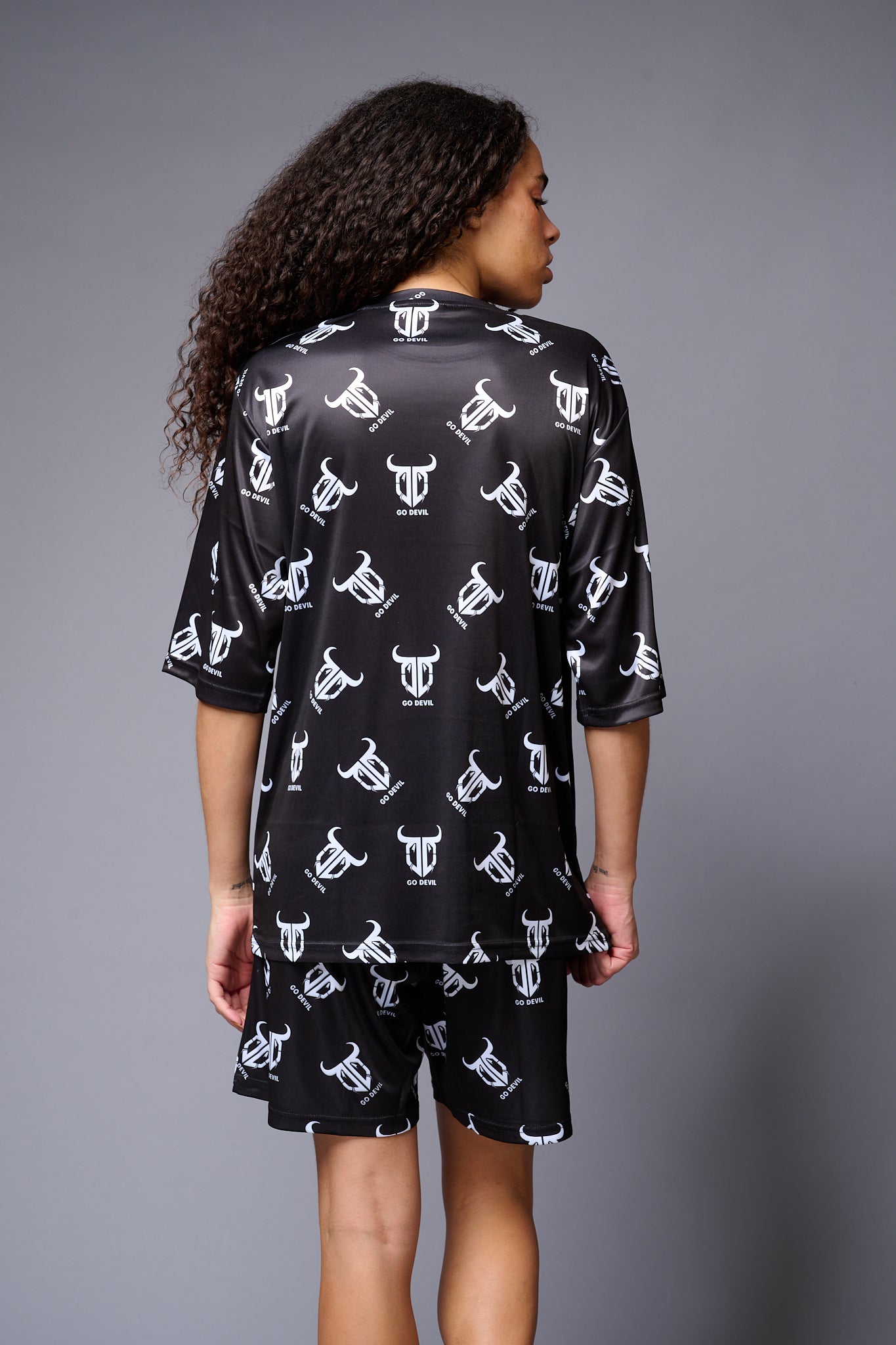 Go Devil (with Logo) Printed Black Co-ord Set for Women - Go Devil
