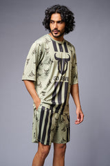 Go Devil With Logo Printed Green Co-ord Set for Men - Go Devil