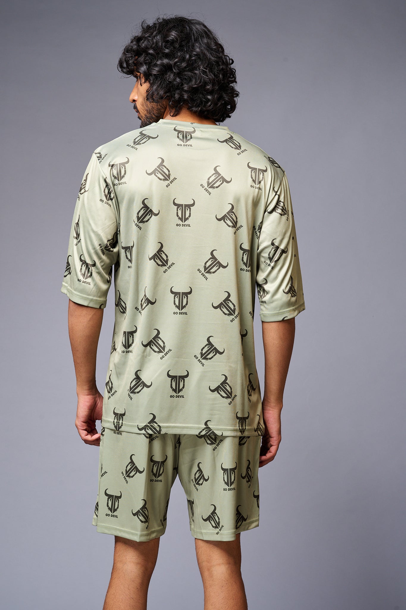 Go Devil With Logo Printed Green Co-ord Set for Men - Go Devil