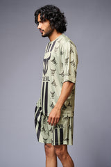 Go Devil With Logo Printed Green Co-ord Set for Men - Go Devil