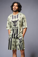 Go Devil With Logo Printed Green Co-ord Set for Men - Go Devil