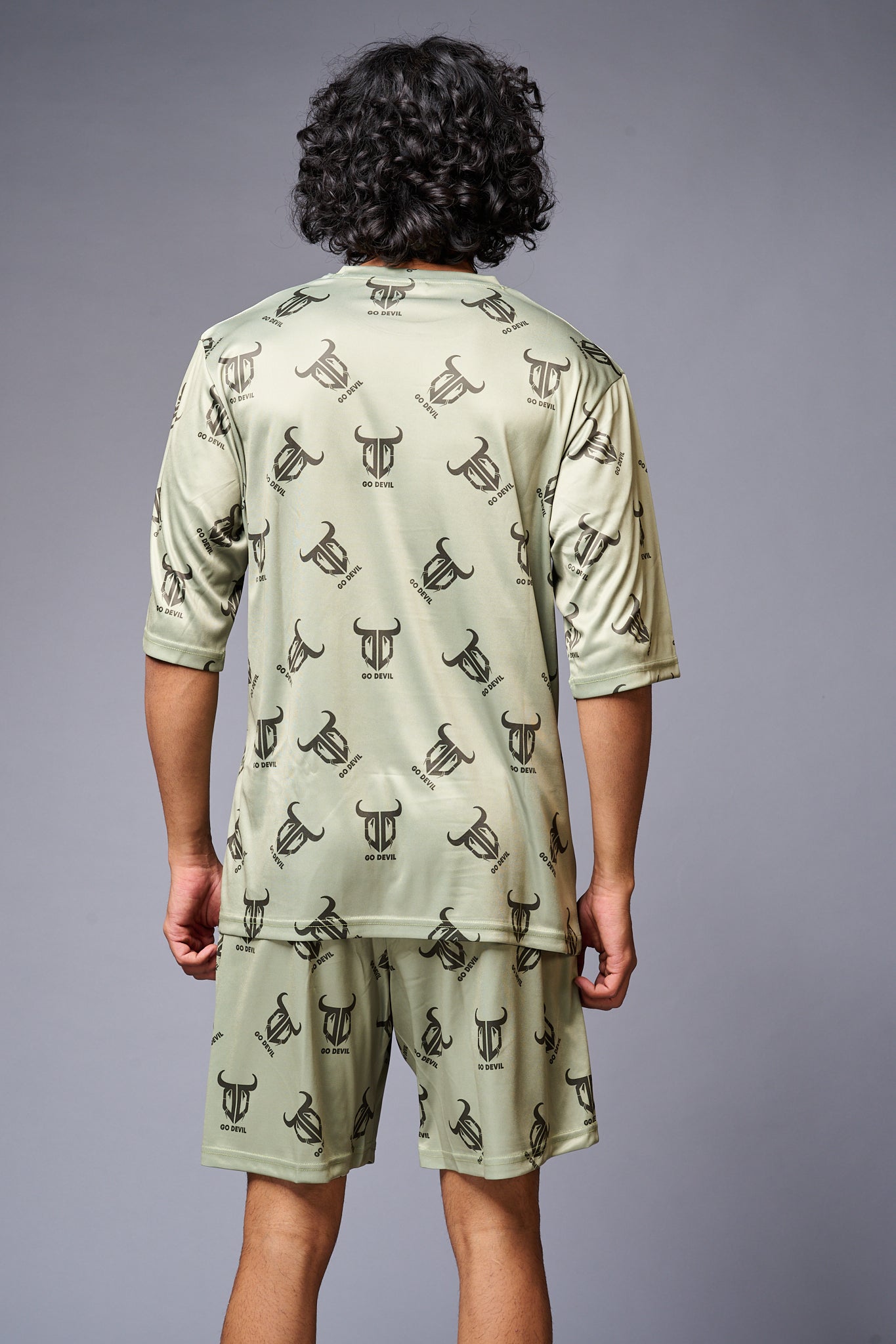 Go Devil With Logo Printed Green Co-ord Set for Men - Go Devil