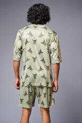 Go Devil With Logo Printed Green Co-ord Set for Men - Go Devil