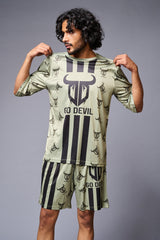 Go Devil With Logo Printed Green Co-ord Set for Men - Go Devil