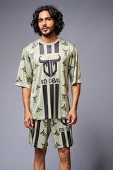 Go Devil With Logo Printed Green Co-ord Set for Men - Go Devil