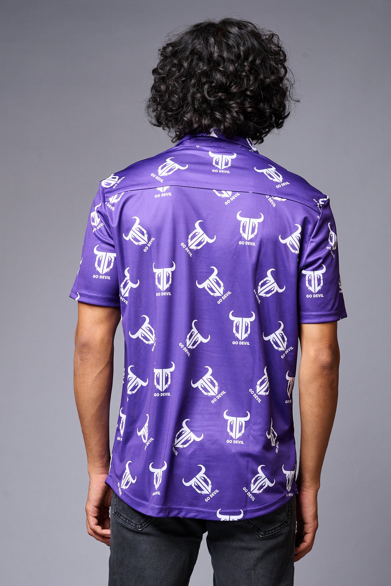 Go Devil (with logo) Printed Purple Shirt for Men - Go Devil