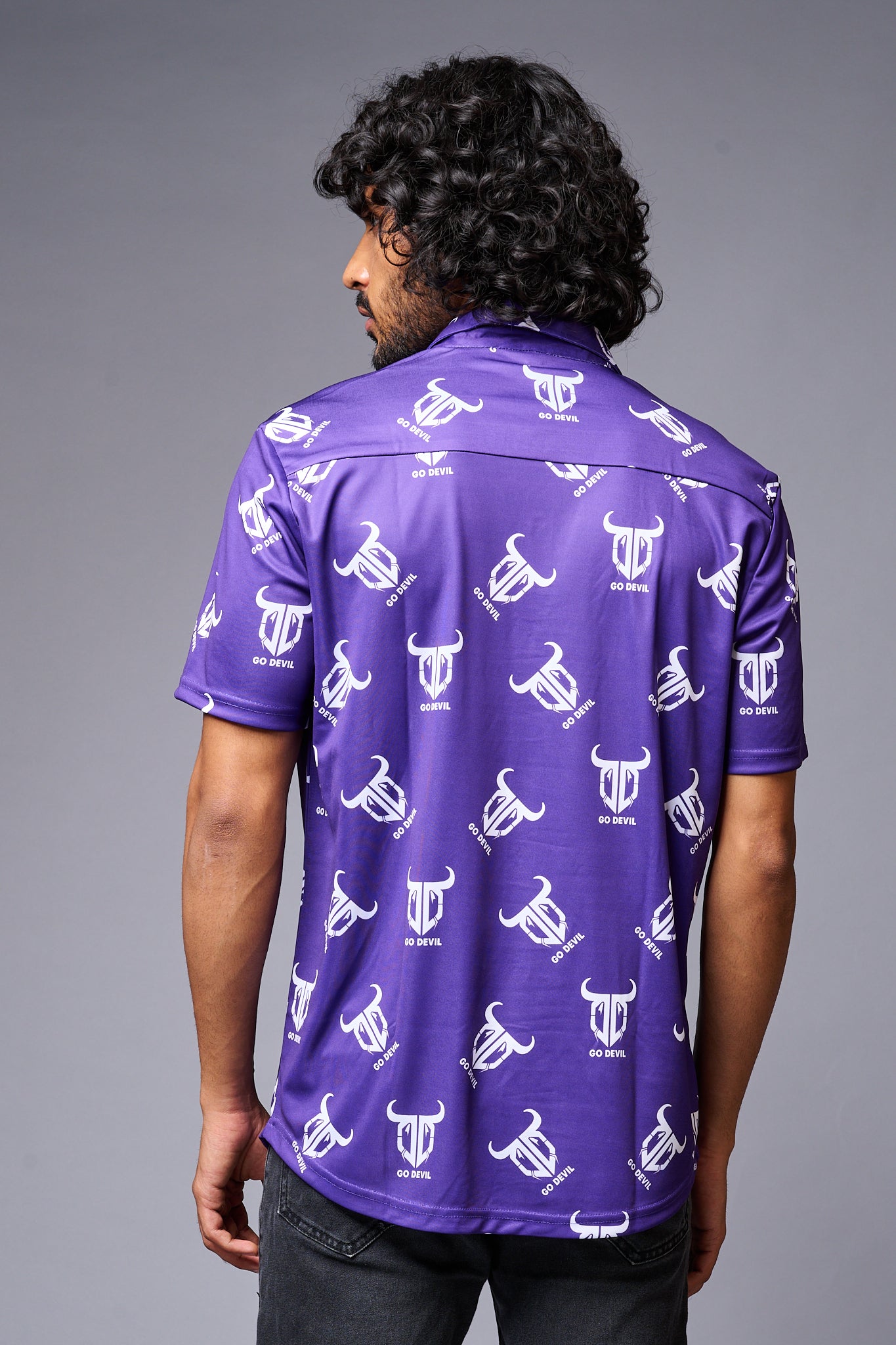 Go Devil (with logo) Printed Purple Shirt for Men - Go Devil