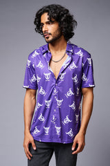 Go Devil (with logo) Printed Purple Shirt for Men - Go Devil