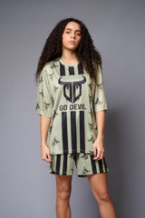 Go Devil (with Logo) Printed Sage Green Co-ord Set for Women - Go Devil