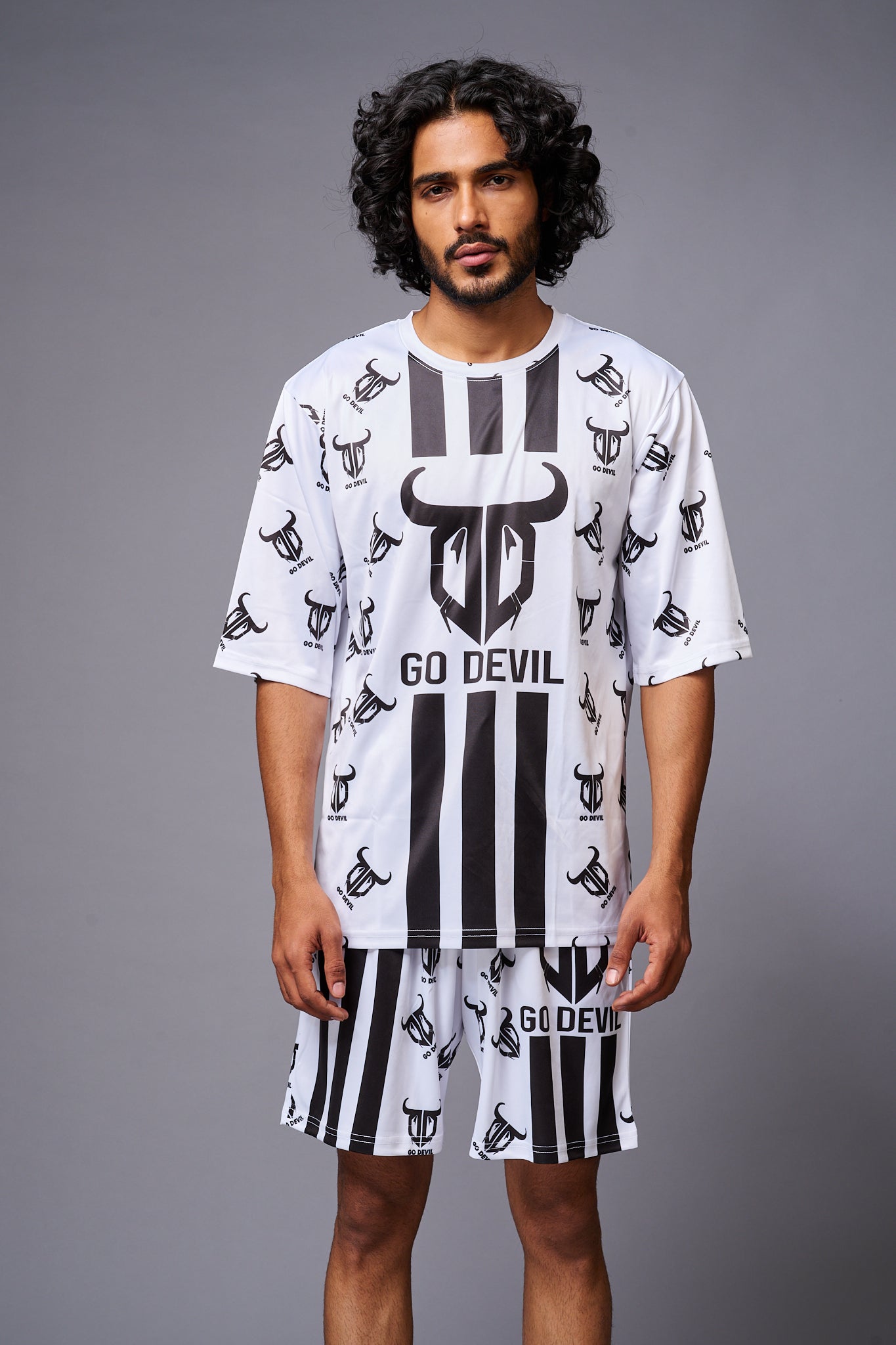 Go Devil With Logo Printed White Co-ord Set for Men - Go Devil