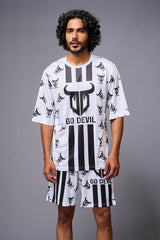 Go Devil With Logo Printed White Co-ord Set for Men - Go Devil