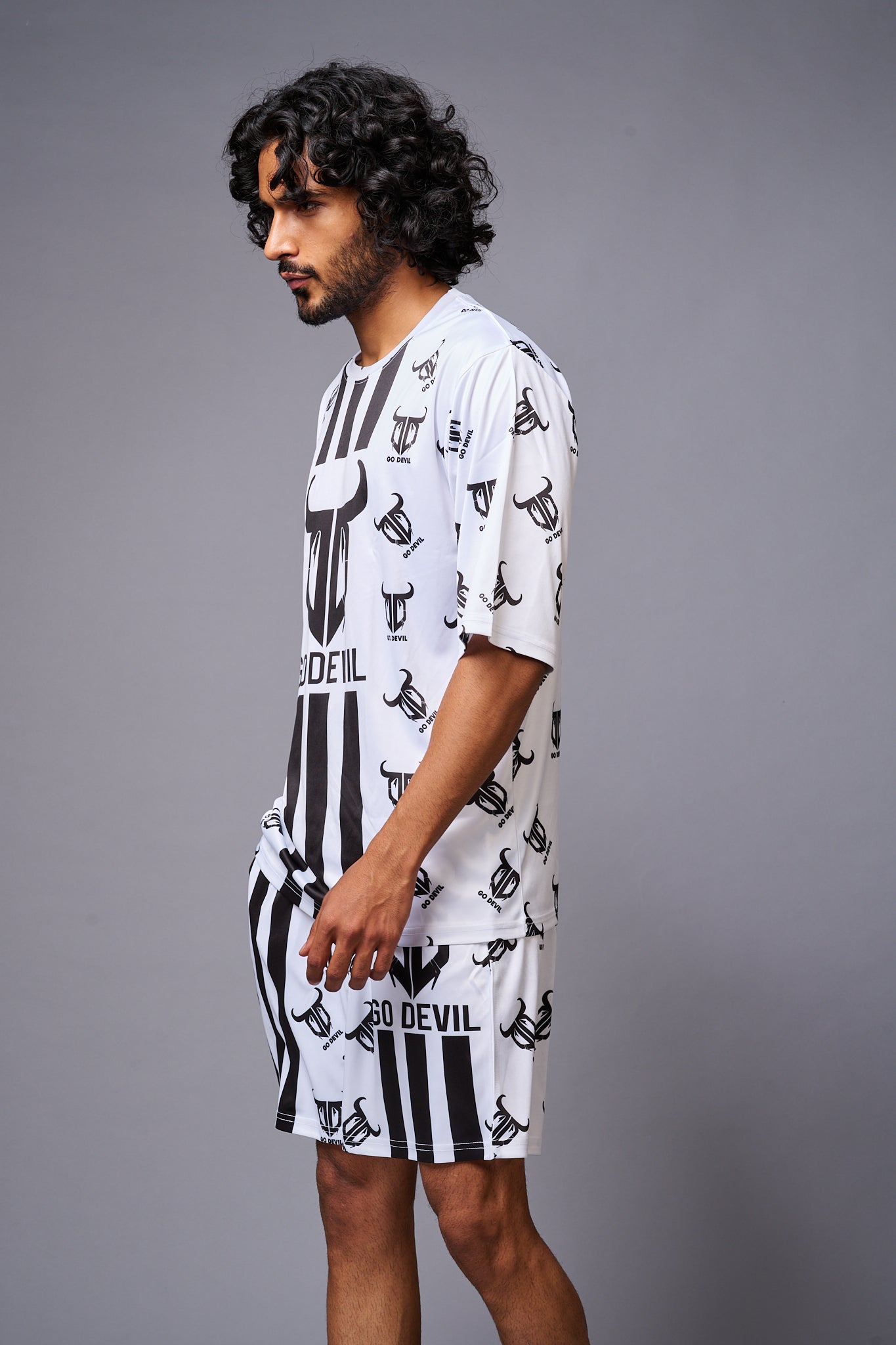 Go Devil With Logo Printed White Co-ord Set for Men - Go Devil