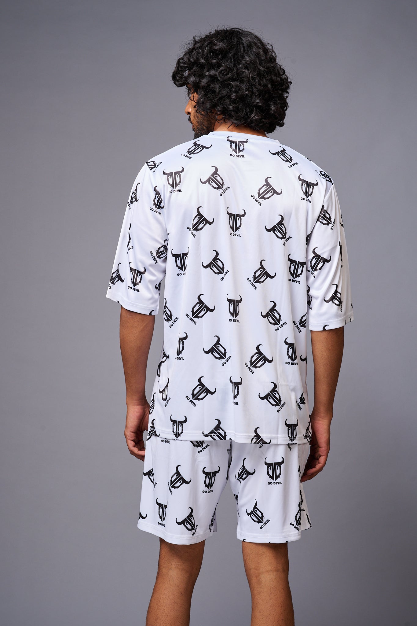 Go Devil With Logo Printed White Co-ord Set for Men - Go Devil