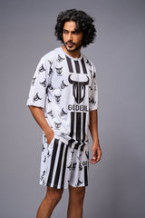Go Devil With Logo Printed White Co-ord Set for Men - Go Devil