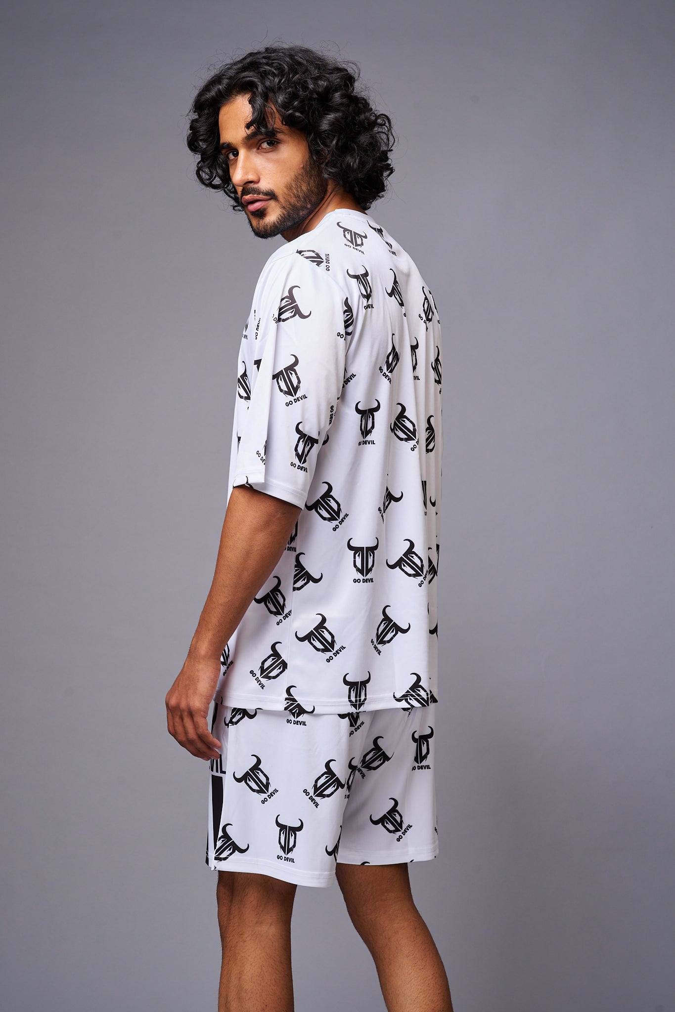 Go Devil With Logo Printed White Co-ord Set for Men - Go Devil