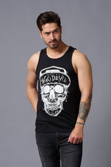 #Go Devil with Skull Printed Vest for Men - Go Devil