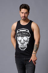 #Go Devil with Skull Printed Vest for Men - Go Devil