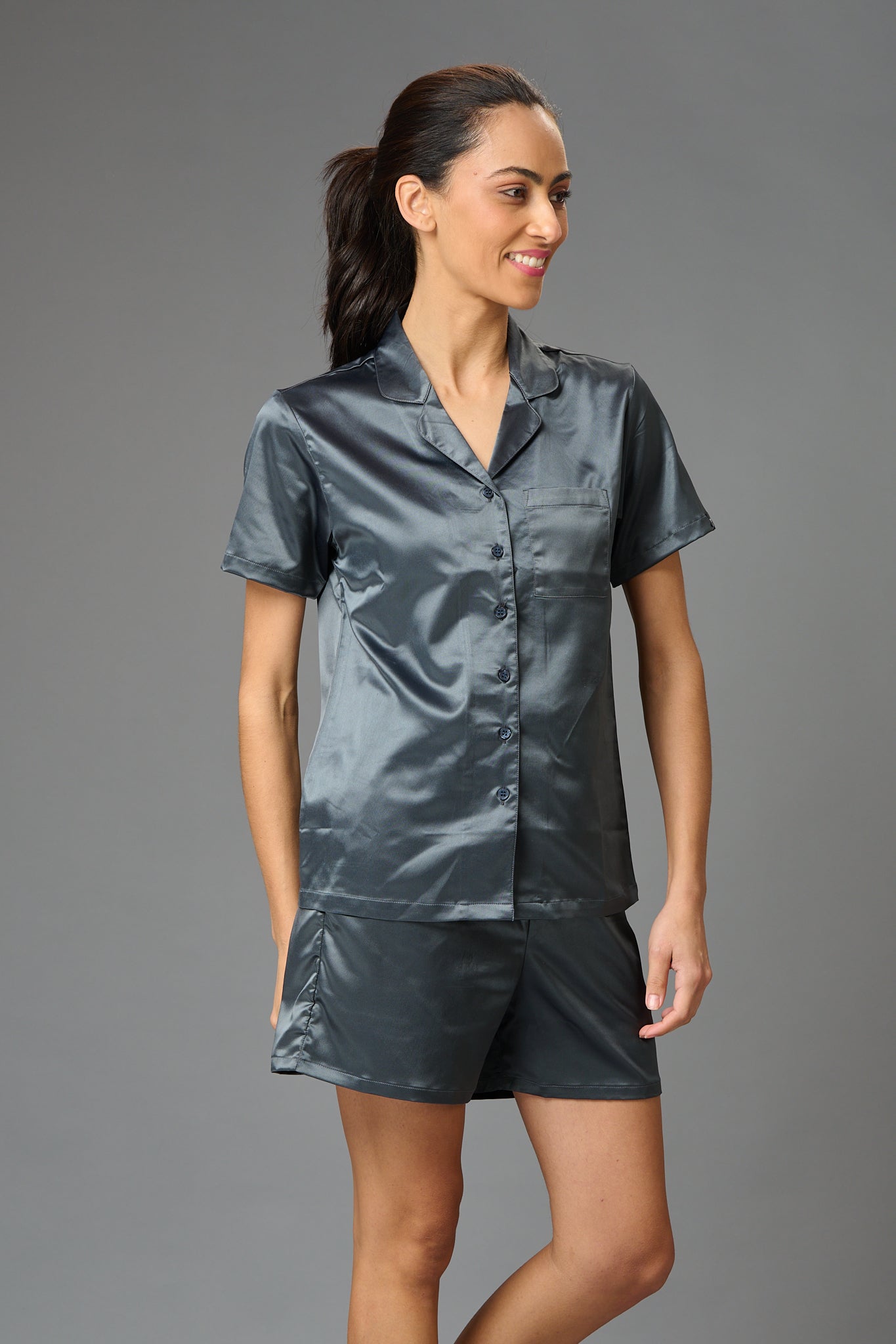 Satin Gray Co-ord Set for Women