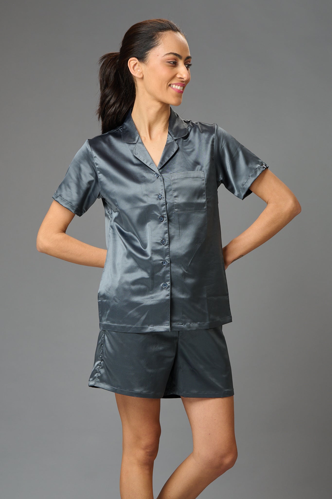 Satin Gray Co-ord Set for Women