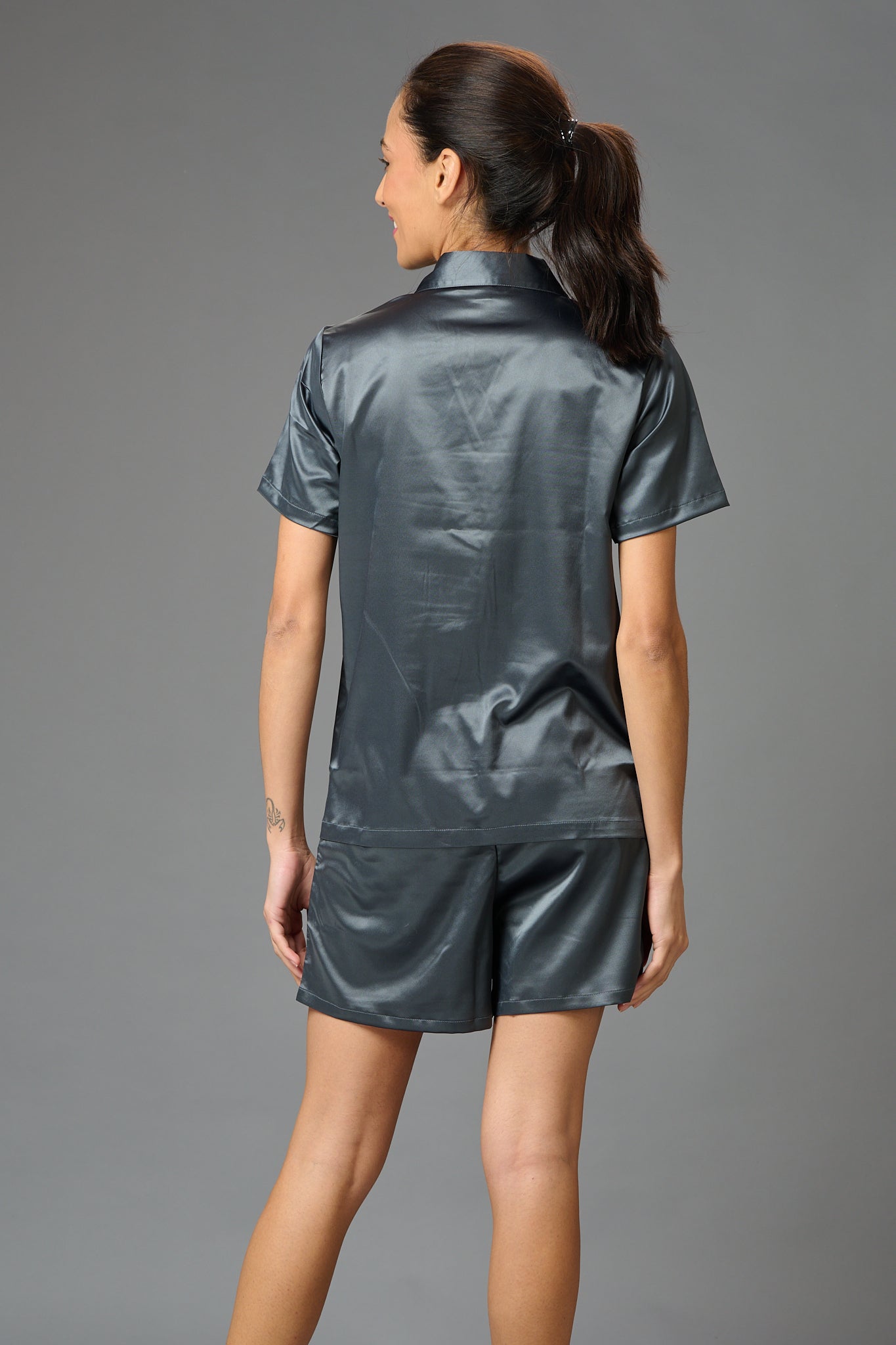 Satin Gray Co-ord Set for Women