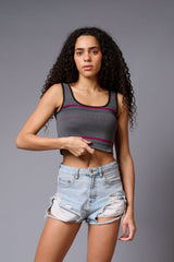 Grey Crop Top for Women - Go Devil