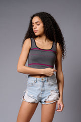 Grey Crop Top for Women - Go Devil
