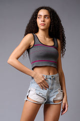 Grey Crop Top for Women - Go Devil