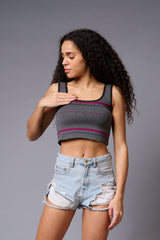 Grey Crop Top for Women - Go Devil