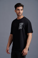Heroes Don't Exist White Printed Black Oversized T-Shirt for Men - Go Devil