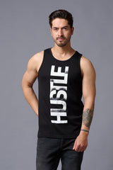 Husstle Printed Black Vest for Men - Go Devil