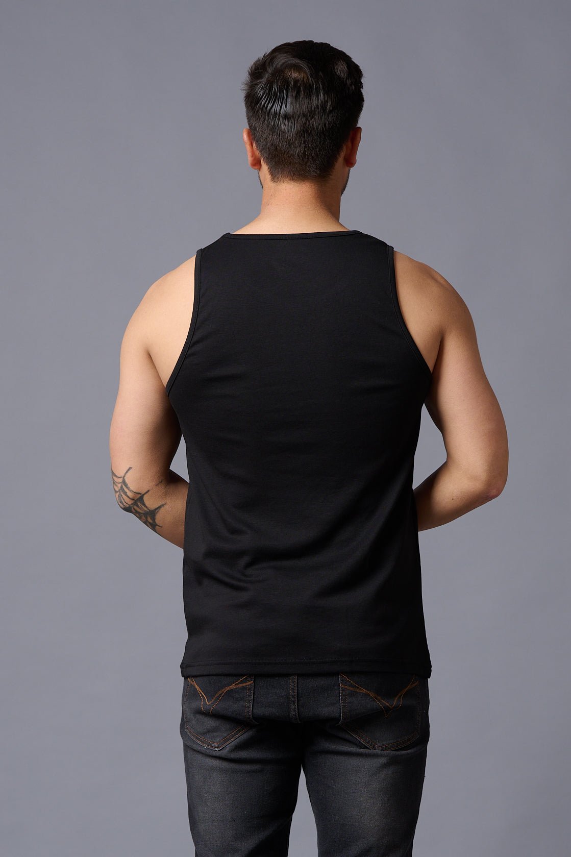 Husstle Printed Black Vest for Men - Go Devil